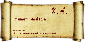 Kremer Amália névjegykártya